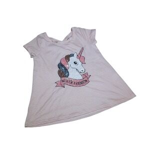 Size 8 Striped Sequined Unicorn‎ Tee